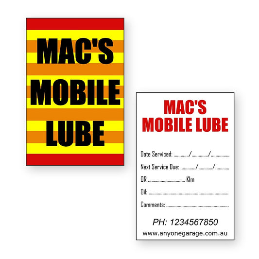Mac's Mobile Lube stickers front and reverse