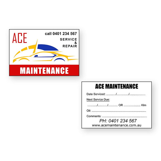 Maintenance Service Stickers – front and reverse