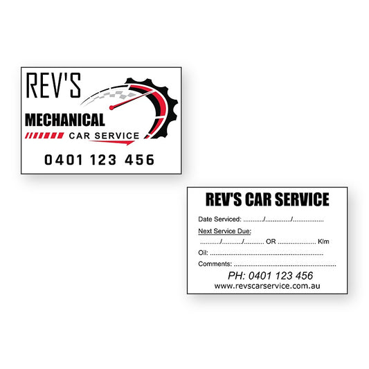 Mechanical Car Service Stickers – front and reverse