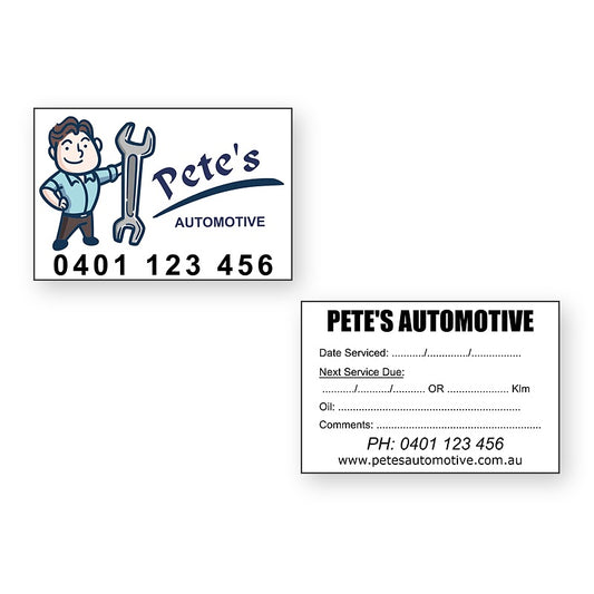 Mechanical Service Stickers – front and reverse