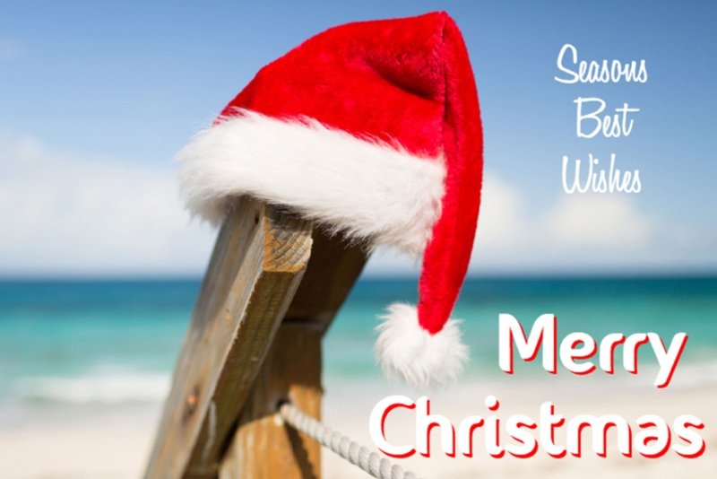 Merry Beach Christmas label