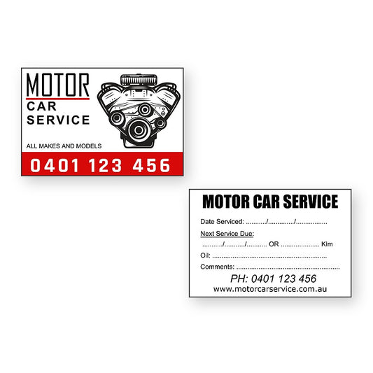 Motor Reminder Service Stickers – front and reverse
