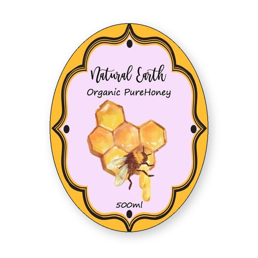 Natural Organic Honey Oval Label – product label