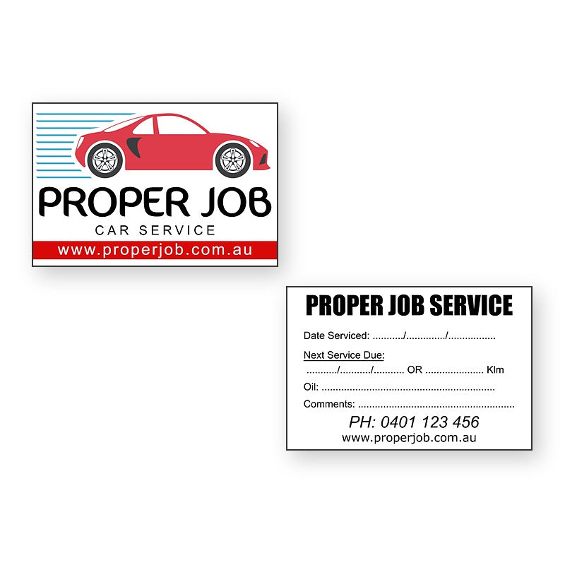 Next Oil Service Stickers – front and reverse