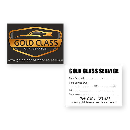 100 x stickers Next Service Due Stickers - front and back