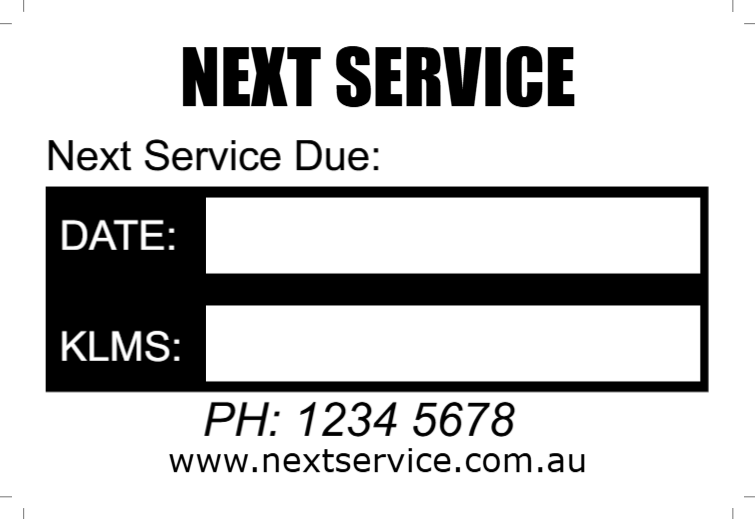 100 x stickers Date of Next Service Sticker