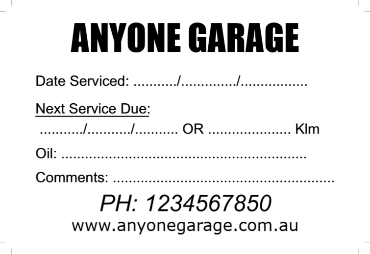 Mechanical Service Stickers