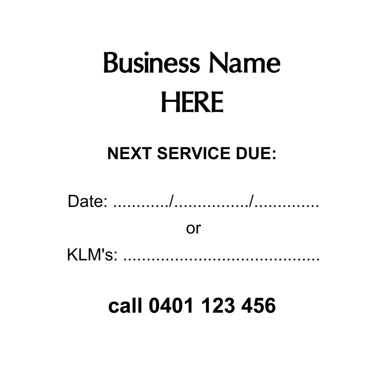 Car Service Due Stickers