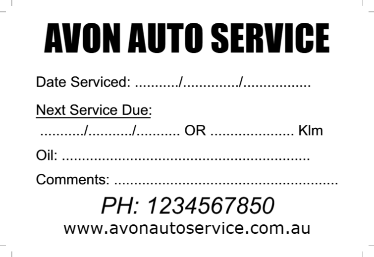 100 x Service Reminder Stickers
