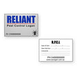Reliant Pest Control Service Stickers – front and reverse