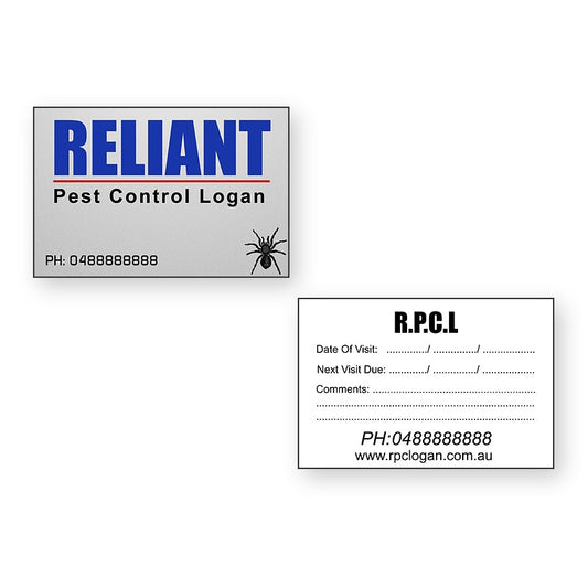 Reliant Pest Control Service Stickers – front and reverse