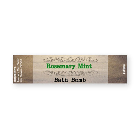 Rosemary Mint Bath Bomb Wrap Around Label – product label