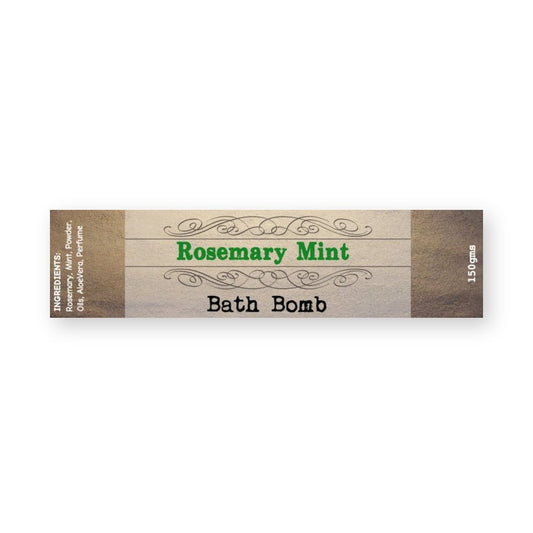 Rosemary Mint Bath Bomb Wrap Around Label – product label