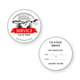 Round Car Service Stickers - front and back