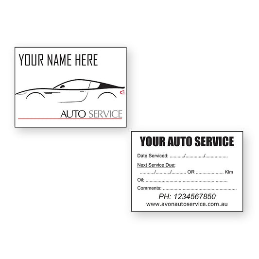 100 x Service Reminder Stickers - front and back