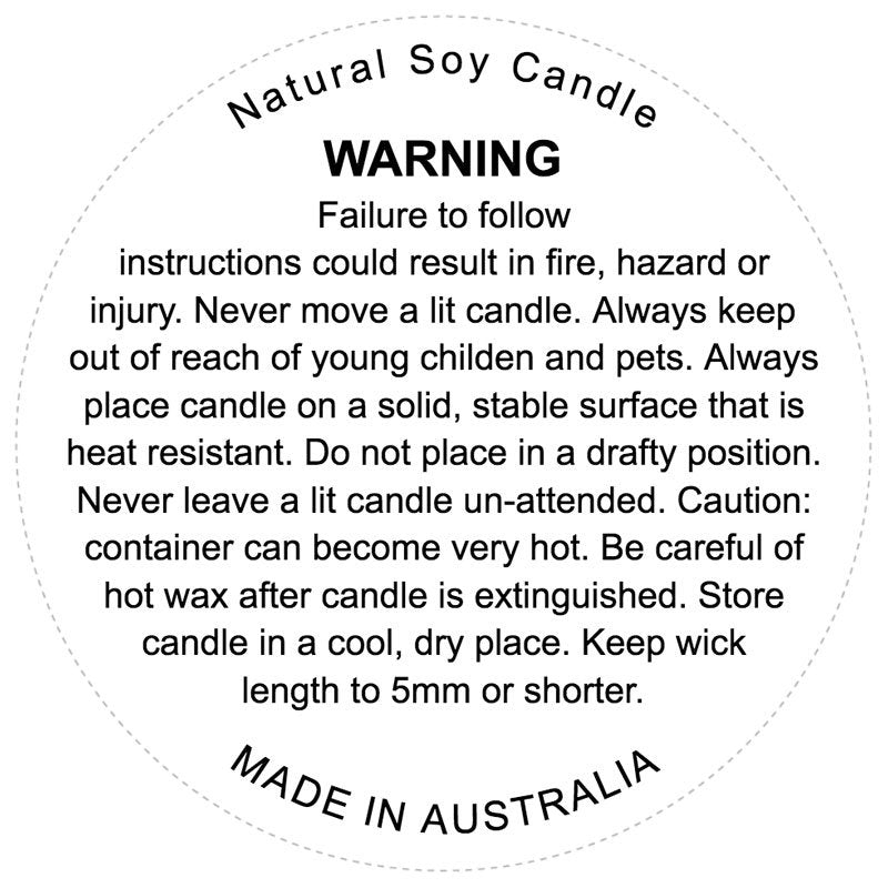 Soy Candle Warning Label Sticker