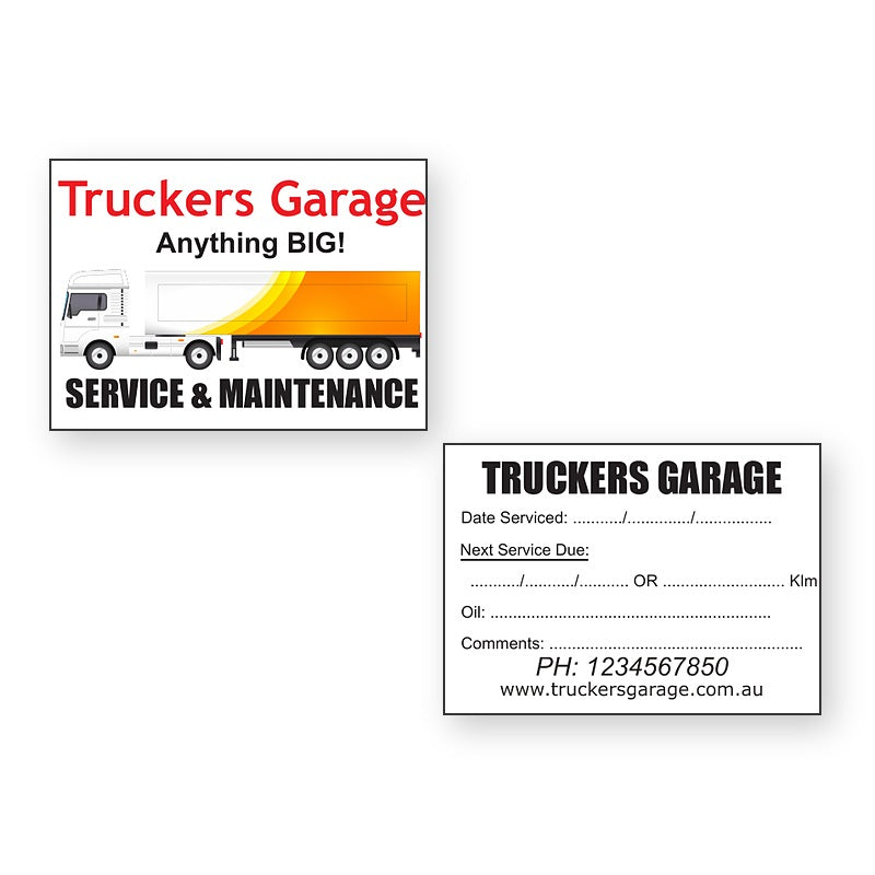 Truck Service Stickers - front and back