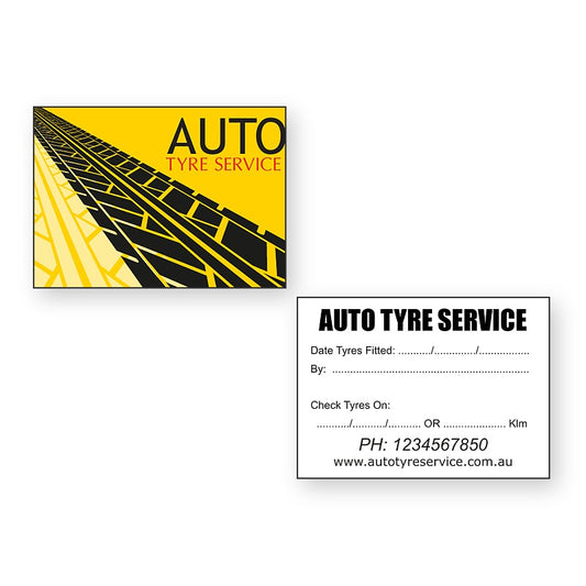 Tyre Service Sticker - front and back