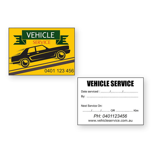 Vehicle Service Sticker - front and back
