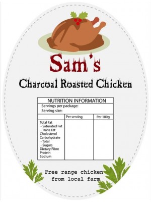 Sams Roasted Chickens Oval Product Label