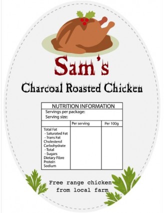 Sams Roasted Chickens Oval Product Label