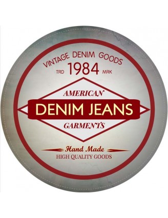 Vintage Denim Clothing Round Label