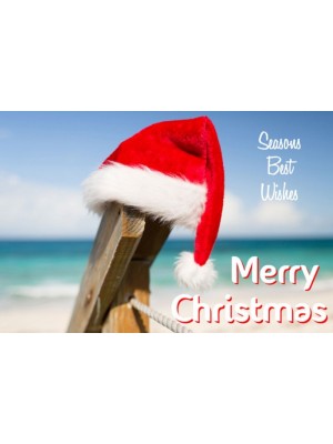 Merry Beach Christmas label