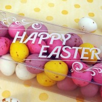 Happy Easter clear sticker white ink label