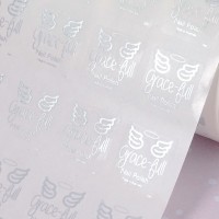 Metallic silver on clear stickers