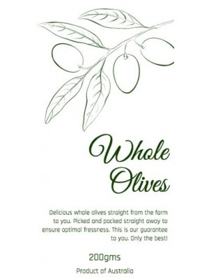 Whole Olives Bottle Label