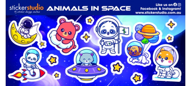 Animals in Space free sticker sheet