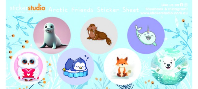 Arctic Friends free sticker sheet