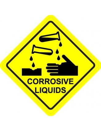 Corrosive Liquids Diamond Warning Sign Sticker