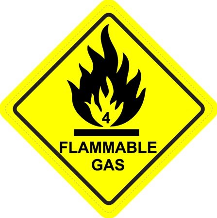 Flammable Gas Diamond Warning Sign Sticker