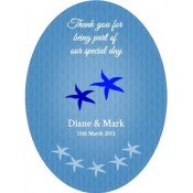 Blue Starfish Oval Wine Label