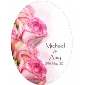 Wedding Rose Oval Wine Label