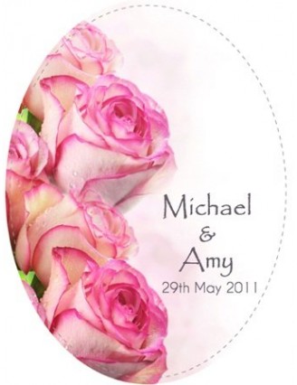 Wedding Rose Oval Wine Label